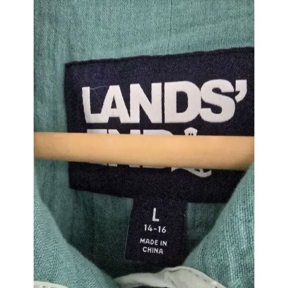 Lands End Women's Size Large Gauze Textured Cotton Jacket Teal Shadow - Picture 3 of 7
